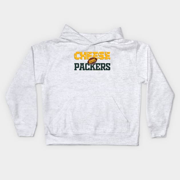 Cheese and Packers Kids Hoodie by wifecta